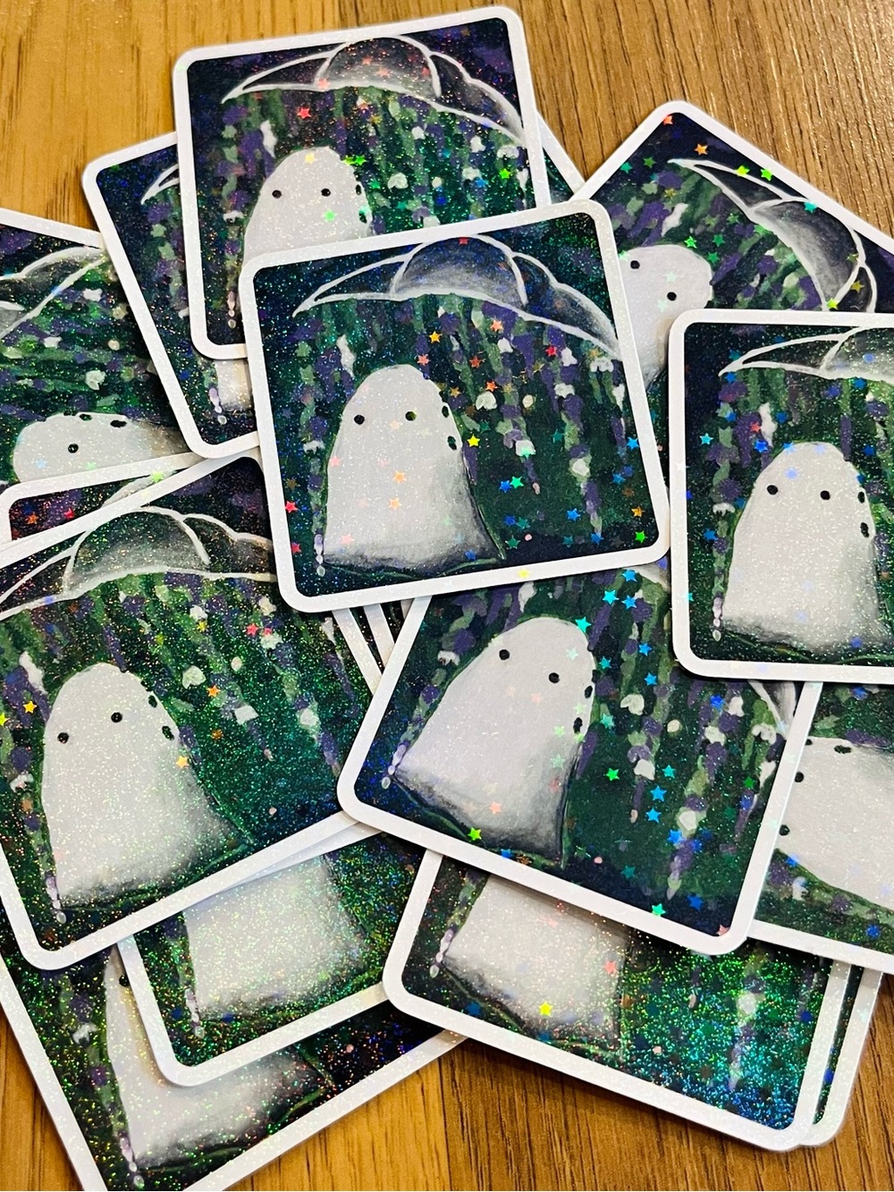 *B1G1 Holographic White Ghost Sticker | Waterproof